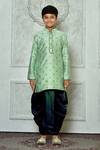 Petite Pomme_Green Polyester, Silk Paisley Pattern Kurta And Dhoti Pant Set _at_Aza_Fashions