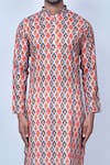 Arihant Rai Sinha_Orange Kurta Cotton Silk Printed Ikat Patterns And Pant Set _at_Aza_Fashions