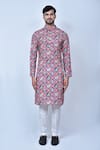 Buy_Arihant Rai Sinha_Purple Kurta Cotton Silk Printed Patola Patterns Geometric Set _Online_at_Aza_Fashions