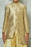 Shop_Arihant Rai Sinha_Cream Sherwani Jacquard Floral Pattern Set _Online_at_Aza_Fashions