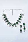 Buy_Kohar By Kanika_Green Sapphire Stone And Faux Diamond Studded Necklace Set_Online_at_Aza_Fashions