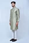 Arihant Rai Sinha_Green Kurta Banglori Silk Plain Pastel Straight Pant Set _at_Aza_Fashions