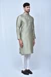 Buy_Arihant Rai Sinha_Green Kurta Banglori Silk Plain Pastel Straight Pant Set 