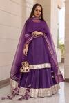 Buy_POMCHA JAIPUR_Purple Gota Patti Round Neck Falguni Zari Border Cotton Kurta Set _Online_at_Aza_Fashions