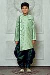 Shop_Petite Pomme_Green Polyester, Silk Embroidery Asymmetric Kurta And Patiala Pant Set _Online_at_Aza_Fashions