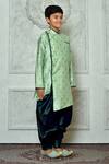 Petite Pomme_Green Polyester, Silk Embroidery Asymmetric Kurta And Patiala Pant Set _at_Aza_Fashions