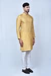 Buy_Arihant Rai Sinha_Beige Kurta Banglori Silk Plain And Pant Set 