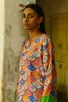 Shop_Swati Vijaivargie_Multi Color Silk Rajnigandha Scallop Pattern Tunic_Online_at_Aza_Fashions