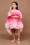 Hoity Moppet_Pink Tulle, Satin Ruffled Ombre High Low Dress _at_Aza_Fashions