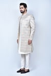 Shop_Arihant Rai Sinha_Multi Color Art Silk Embroidery Thread Chevron Sherwani Set 