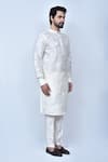 Arihant Rai Sinha_Cream Art Silk Embroidery Flower Kurta Set _at_Aza_Fashions