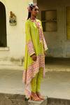 Buy_Swati Vijaivargie_Green Silk Striped Pattern Round Tunic And Dhoti Pant Set _Online_at_Aza_Fashions