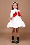 Shop Hoity Moppet White Velvet, Crepe, Satin Bows, Embroidery Tiered Dress Online at Aza Fashions Shop_Hoity Moppet_White Velvet, Crepe, Satin Bows, Embroidery Tiered Dress _Online_at_Aza_Fashions