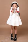 Hoity Moppet White Velvet, Crepe, Satin Bows, Embroidery Tiered Dress at Aza Fashions Hoity Moppet_White Velvet, Crepe, Satin Bows, Embroidery Tiered Dress _at_Aza_Fashions
