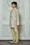 Buy_Petite Pomme_Cream Silk Embroidery Botanic Full Sleeve Kurta _Online_at_Aza_Fashions