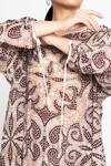 Shop_Anmol Kakad_Beige Natural Crepe Mosaic Pattern Asymmetric Top_Online_at_Aza_Fashions