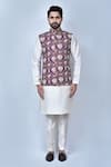 Arihant Rai Sinha_Purple Kurta And Pant Art Silk Printed Patola Elephant Cotton Bundi & Set _at_Aza_Fashions