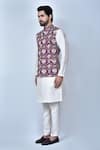 Buy_Arihant Rai Sinha_Purple Kurta And Pant Art Silk Printed Patola Elephant Cotton Bundi & Set 