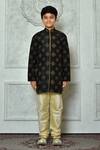 Shop_Arihant Rai Sinha_Black Silk Embroidery Bloom Kurta And Churidar Set _Online_at_Aza_Fashions