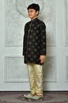 Shop_Petite Pomme_Black Silk Embroidery Bloom Kurta _Online_at_Aza_Fashions