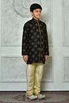 Petite Pomme_Black Silk Embroidery Bloom Kurta _at_Aza_Fashions