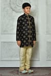 Arihant Rai Sinha_Black Silk Embroidery Bloom Kurta And Churidar Set _at_Aza_Fashions
