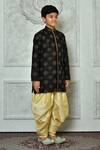 Petite Pomme_Black Silk Embroidery Bloom Kurta And Patiala Pant Set _at_Aza_Fashions