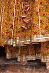 Buy_POMCHA JAIPUR_Yellow Dupatta Organza Print Floral Round Neck Mastani Botanical Anarkali Set _Online_at_Aza_Fashions