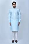 Buy_Arihant Rai Sinha_Sky Blue Art Silk Plain Pastel Kurta And Pant Set _Online_at_Aza_Fashions