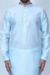 Shop_Arihant Rai Sinha_Sky Blue Art Silk Plain Pastel Kurta And Pant Set _Online_at_Aza_Fashions