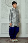 Petite Pomme Grey Silk Embroidery Leaf Pattern Kurta And Patiala Pant Set at Aza Fashions Petite Pomme_Grey Silk Embroidery Leaf Pattern Kurta And Patiala Pant Set _at_Aza_Fashions