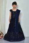 Buy_Petite Pomme_Blue Georgette Sequins Geometric Embroidered Lehenga Set_Online_at_Aza_Fashions