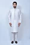 Arihant Rai Sinha_White Silk Blend Embroidered Floral Patterns Open Jacket And Kurta Set _at_Aza_Fashions