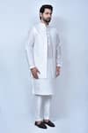 Shop_Arihant Rai Sinha_White Silk Blend Embroidered Floral Patterns Open Jacket And Kurta Set 