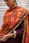 Shop_Priyanka Raajiv_Red Silk Embroidery Zardozi Kanti Patchwork Dupatta _at_Aza_Fashions