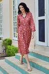 Buy_KARAJ JAIPUR_Red Muslin Floral Pattern Midi Shirt Dress_Online_at_Aza_Fashions