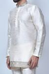 Shop_Arihant Rai Sinha_Cream Art Silk Embroidery Thread Collar Short Kurta Set _Online_at_Aza_Fashions