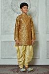 Buy_Petite Pomme_Brown Silk Embroidery Mandarin Collar Kurta And Patiala Pant Set 