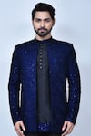 Khwaab by Sanjana Lakhani_Black Art Silk Embroidery Bandhgala And Short Kurta Set_at_Aza_Fashions