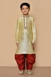 Shop_Petite Pomme_Beige Silk Embroidery Floral Pattern Kurta And Maroon Patiala Pant Set _Online_at_Aza_Fashions