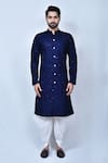 Buy_Arihant Rai Sinha_Blue Art Silk Embroidery Thread Kurta Set _Online_at_Aza_Fashions