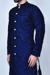 Shop_Arihant Rai Sinha_Blue Art Silk Embroidery Thread Kurta Set _Online_at_Aza_Fashions