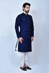 Arihant Rai Sinha_Blue Art Silk Embroidery Thread Kurta Set _at_Aza_Fashions