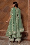 Shop_POMCHA JAIPUR_Green Print Floral V Neck Calico Anarkali Set _Online_at_Aza_Fashions