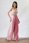 Buy_Salt and Spring_Pink Embroidery V Neck Pattern Pant And Crop Top Set _Online_at_Aza_Fashions