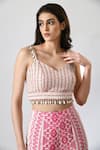 Shop_Salt and Spring_Pink Embroidery V Neck Pattern Pant And Crop Top Set _Online_at_Aza_Fashions