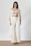 Shop_Salt and Spring_Ivory Crepe Embellished Beads Sweetheart Neck Crop Top Pant Set _Online_at_Aza_Fashions