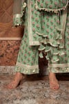 Shop_POMCHA JAIPUR_Green Kurta And Pant Cotton Print Floral Square Neck Mishika Set _Online_at_Aza_Fashions