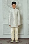 Buy_Petite Pomme_Off White Silk Embroidery Botanic Kurta And Churidar Set _Online_at_Aza_Fashions