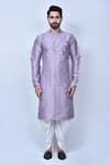 Buy_Arihant Rai Sinha_Purple Kurta Banglori Silk Polka Patterns And Cowl Pant Set _Online_at_Aza_Fashions